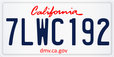 CA license plate 7LWC192