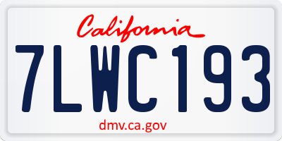 CA license plate 7LWC193