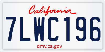 CA license plate 7LWC196
