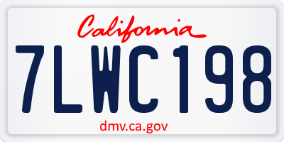 CA license plate 7LWC198