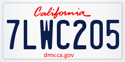 CA license plate 7LWC205