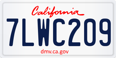 CA license plate 7LWC209