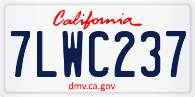 CA license plate 7LWC237