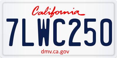 CA license plate 7LWC250