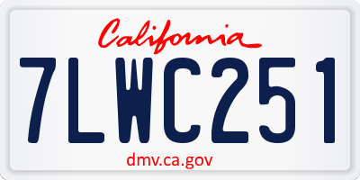 CA license plate 7LWC251