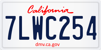 CA license plate 7LWC254