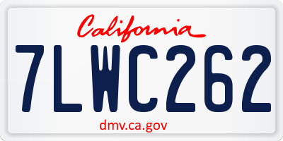 CA license plate 7LWC262