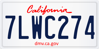 CA license plate 7LWC274