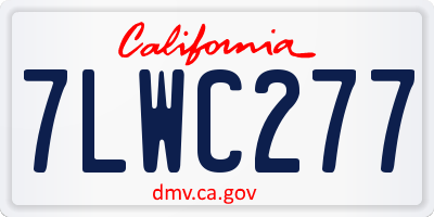 CA license plate 7LWC277
