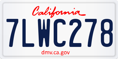 CA license plate 7LWC278