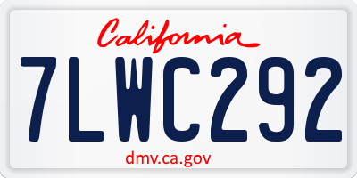 CA license plate 7LWC292