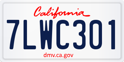CA license plate 7LWC301