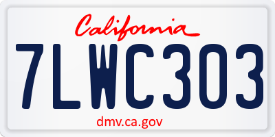CA license plate 7LWC303