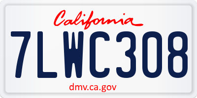 CA license plate 7LWC308