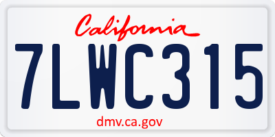 CA license plate 7LWC315