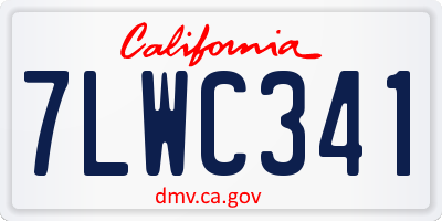 CA license plate 7LWC341