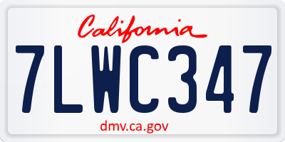 CA license plate 7LWC347