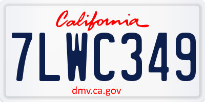 CA license plate 7LWC349