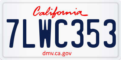CA license plate 7LWC353