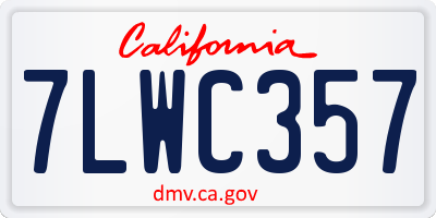 CA license plate 7LWC357