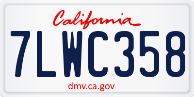 CA license plate 7LWC358