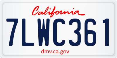 CA license plate 7LWC361