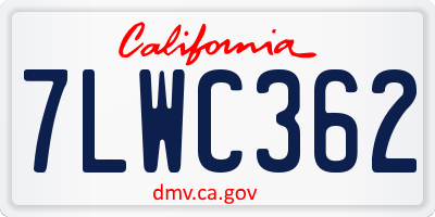 CA license plate 7LWC362