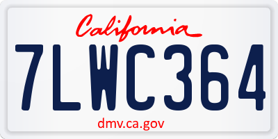 CA license plate 7LWC364