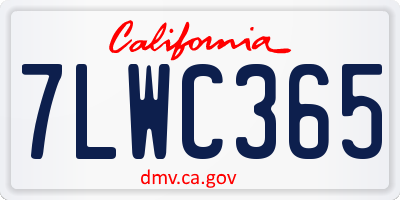 CA license plate 7LWC365