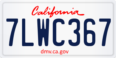 CA license plate 7LWC367