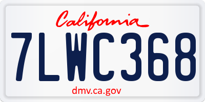 CA license plate 7LWC368