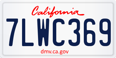 CA license plate 7LWC369