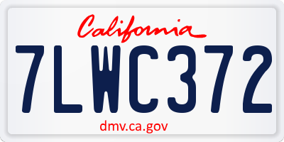 CA license plate 7LWC372