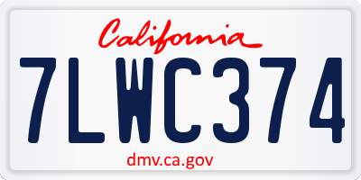 CA license plate 7LWC374
