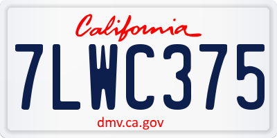 CA license plate 7LWC375