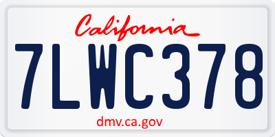 CA license plate 7LWC378