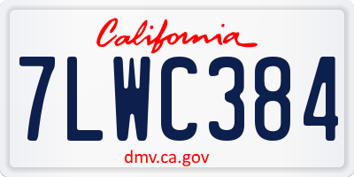 CA license plate 7LWC384