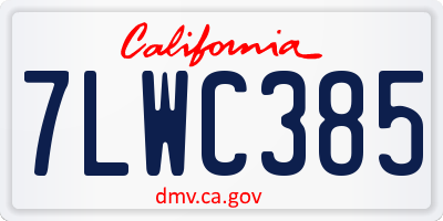CA license plate 7LWC385