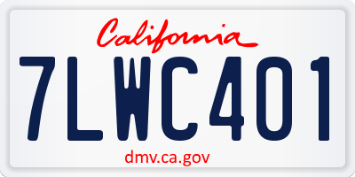 CA license plate 7LWC401