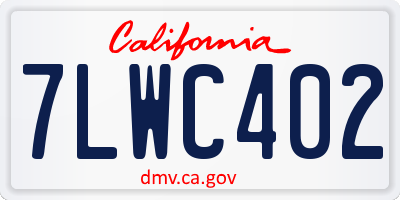 CA license plate 7LWC402