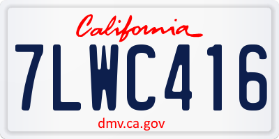 CA license plate 7LWC416