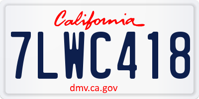 CA license plate 7LWC418