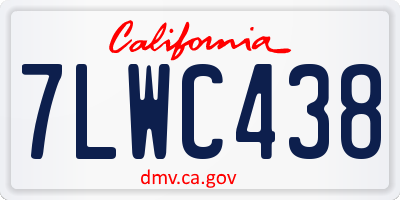 CA license plate 7LWC438