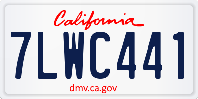 CA license plate 7LWC441