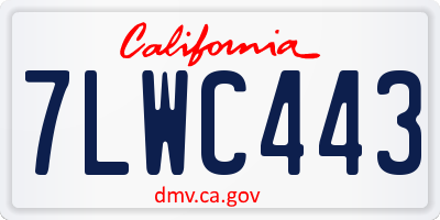 CA license plate 7LWC443