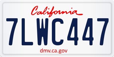 CA license plate 7LWC447