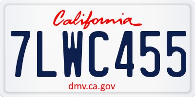 CA license plate 7LWC455