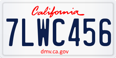 CA license plate 7LWC456