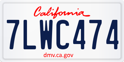 CA license plate 7LWC474