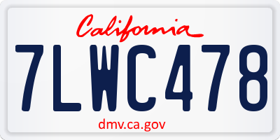 CA license plate 7LWC478